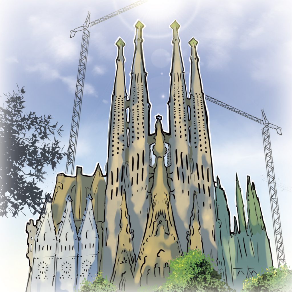 illustrations gameboard europe Barcelona - Sagrada Familia
