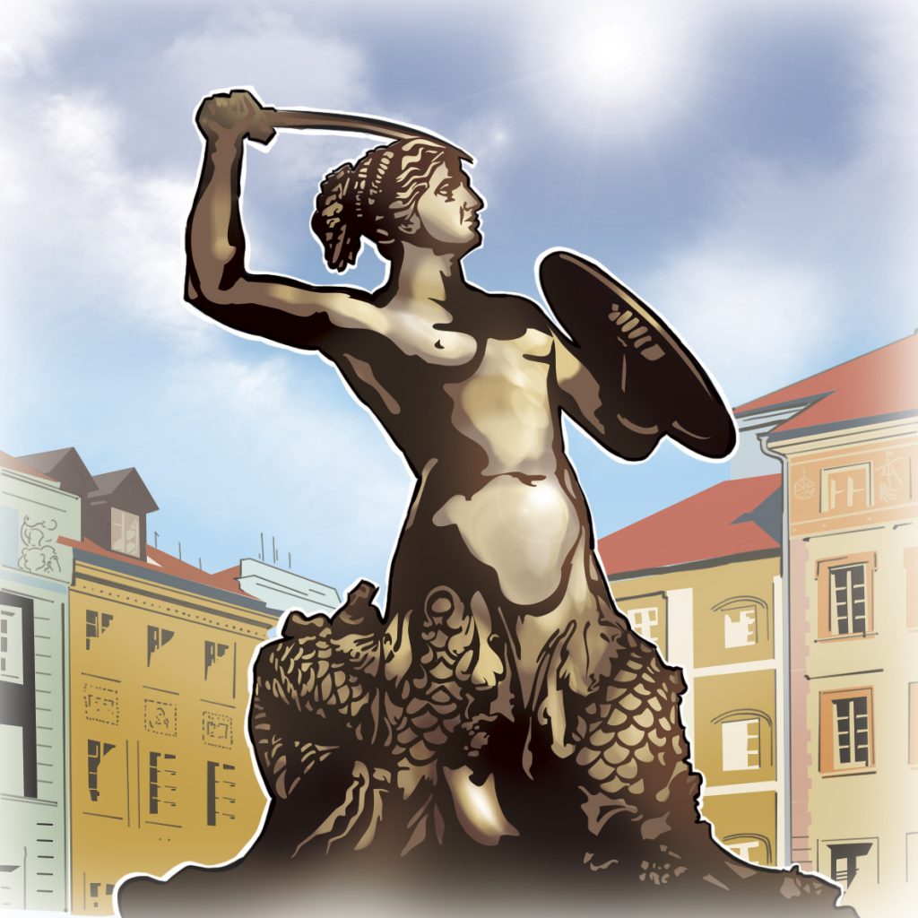 illustrations gameboard europe Warsaw - Syrenka Monument