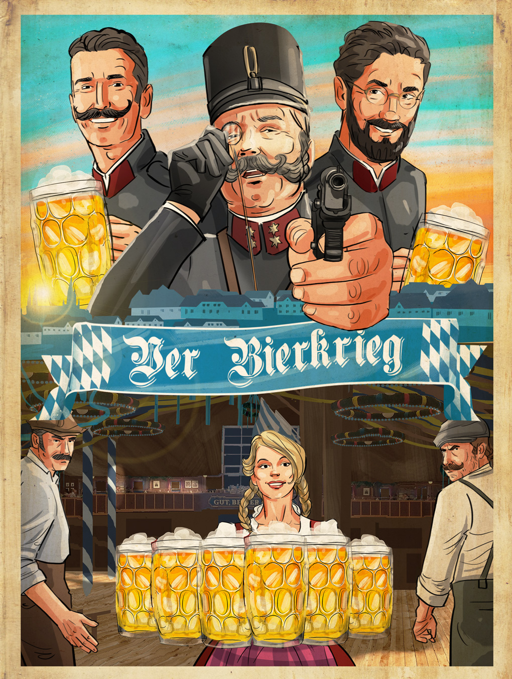 beer oktoberfest soldiers ww1 deserters poster illustration advertising